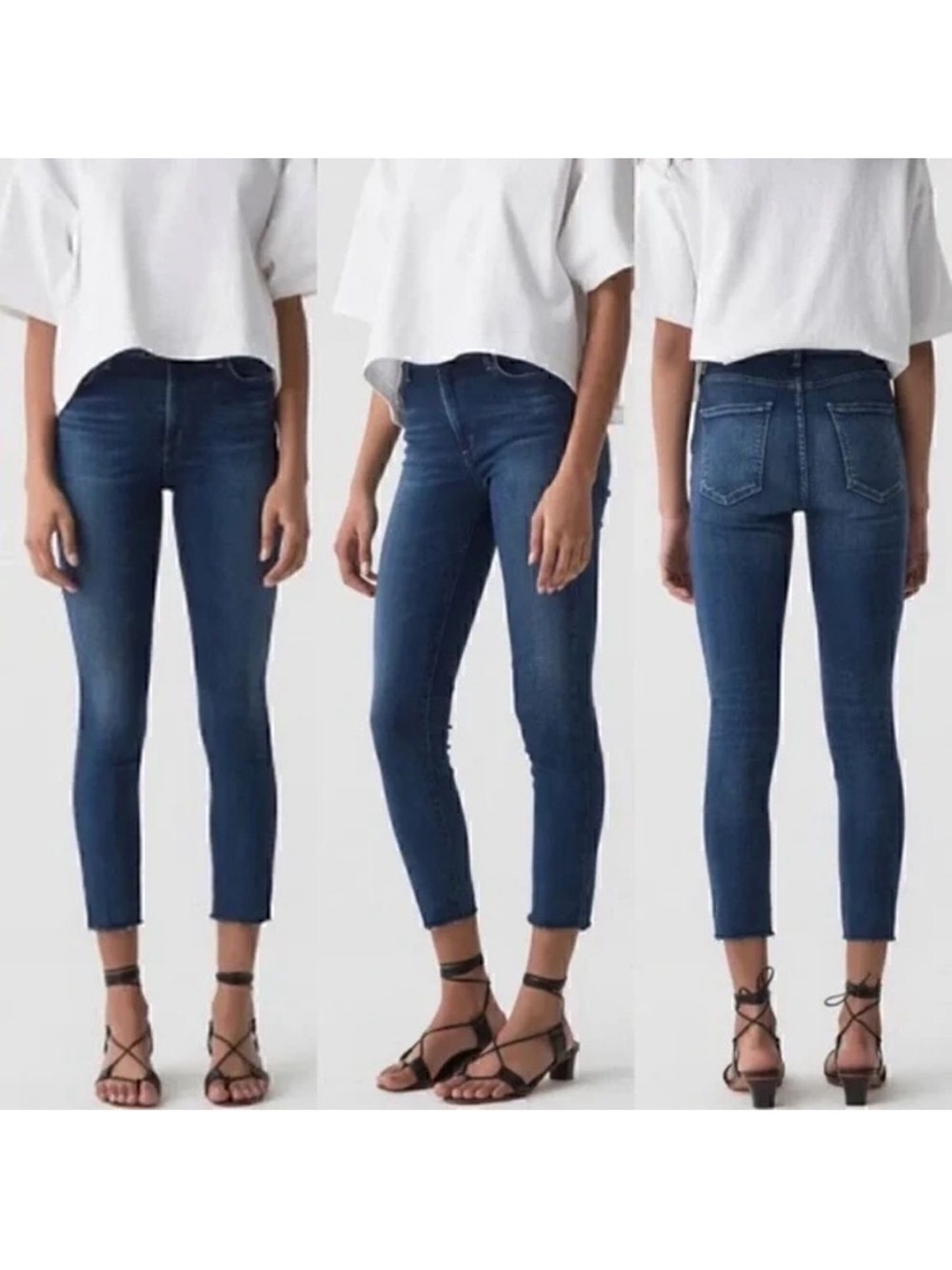 AGOLDE Sophie High Rise Raw Hem Crop Skinny‎ Denim Jean Size 28 Style A018-3005